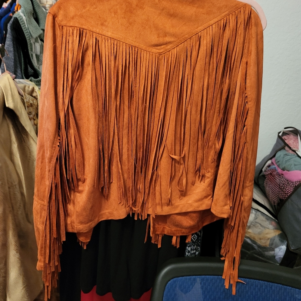 NWT By Together Suede-Look Rust Fringe Jacket - Picture 2 of 7